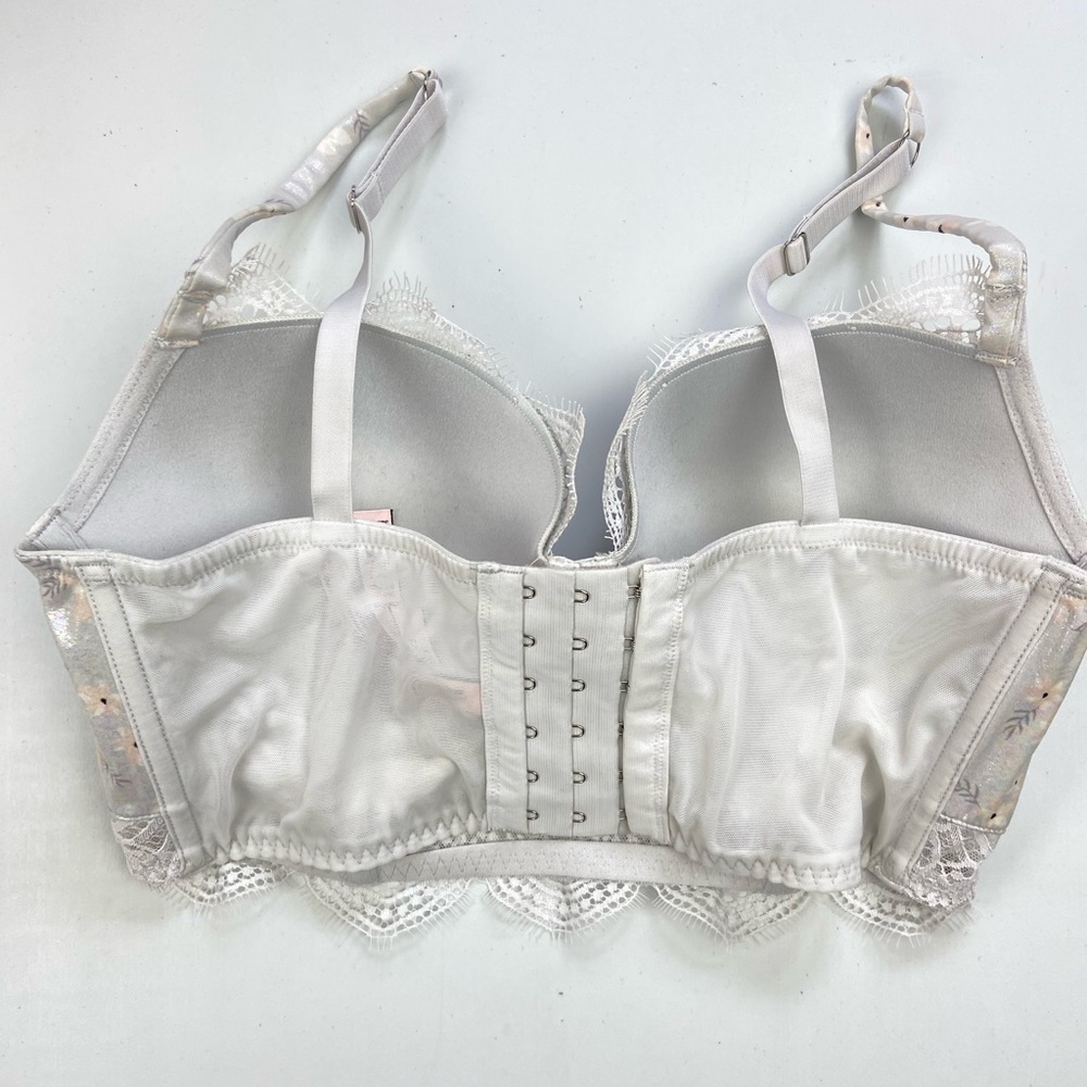 EUC Victoria’s Secret Dream Angels Demi Double Floral Lace Shimmer Bra 32DD - Picture 12 of 12